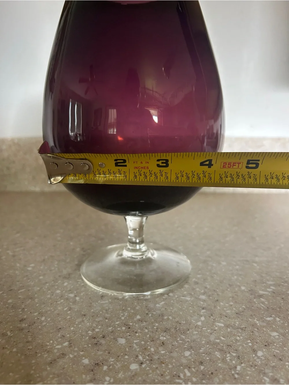 Vtg Empoli Brandy Snifter 9” Vase Amethyst Dark Purple Italian Art Glass